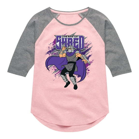 Teenage Mutant Ninja Turtles -Live And Let Shred - Toddler & Youth Girls Raglan Graphic T-Shirt