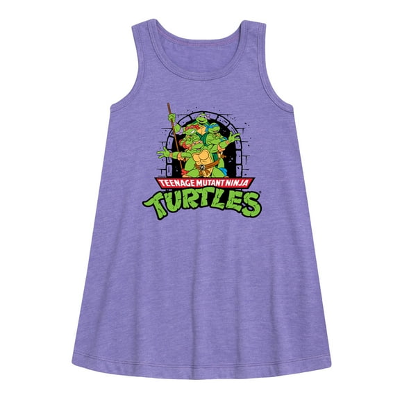 Teenage Mutant Ninja Turtles  - Logo Character Group  - Toddler & Youth Girls A-line Dress