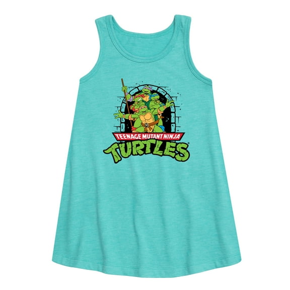 Teenage Mutant Ninja Turtles  - Logo Character Group  - Toddler & Youth Girls A-line Dress