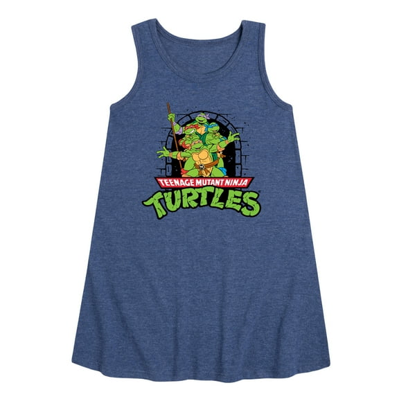 Teenage Mutant Ninja Turtles  - Logo Character Group  - Toddler & Youth Girls A-line Dress