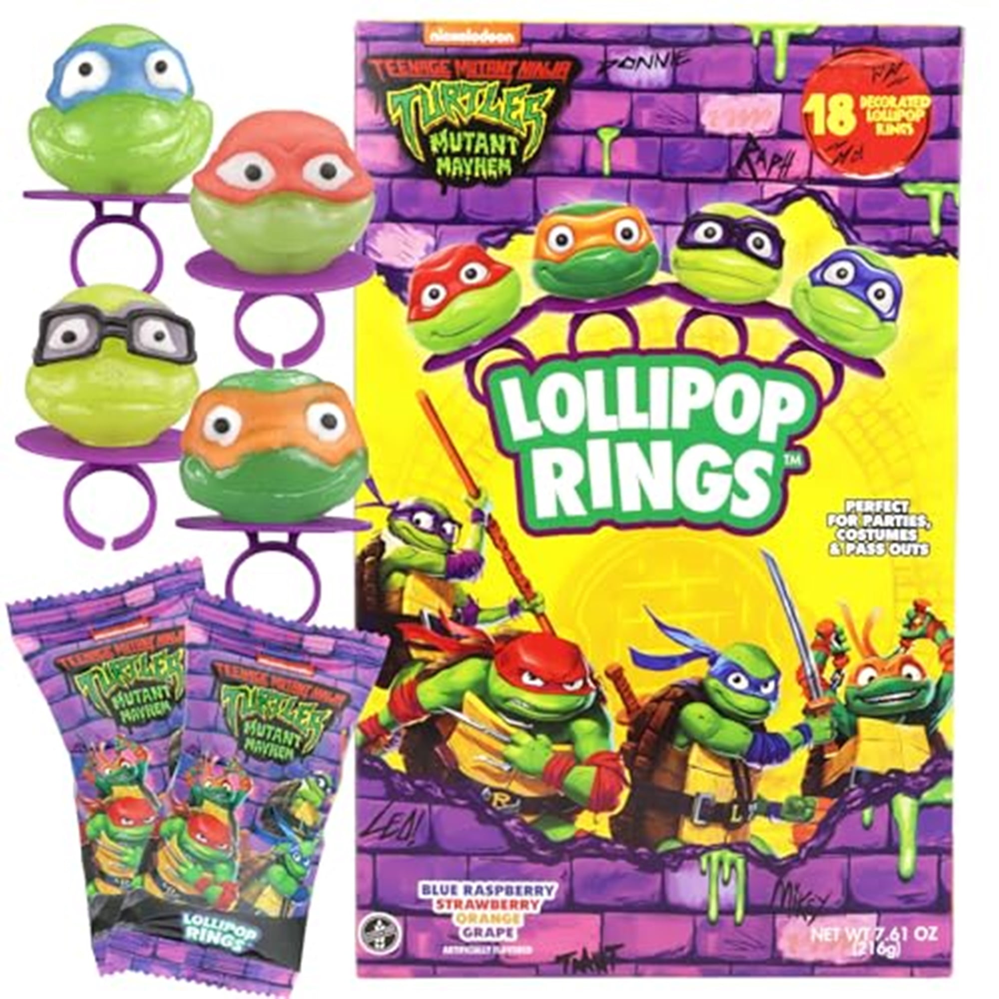 Teenage Mutant Ninja Turtles Lollipop Rings, 18 Count Birthday Party ...