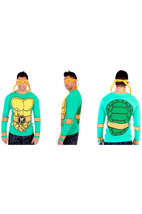 Teenage Mutant Ninja Turtles Long Sleeve Costume Green T-Shirt & Eye Mask