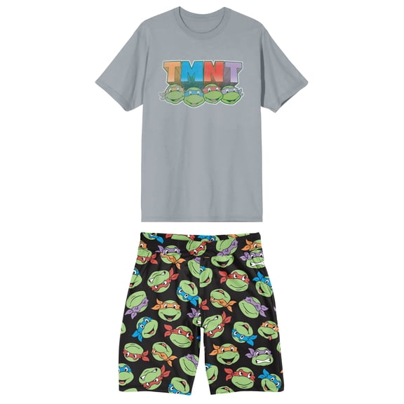 Teenage Mutant Ninja Turtles Men's 2-Piece T-Shirt & Lounge Shorts Sleep Set-Large