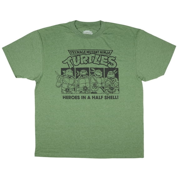 Teenage Mutant Ninja Turtles Men's Heroes In a Half Shell Subtle Character Design Adult Short Sleeve T-Shirt