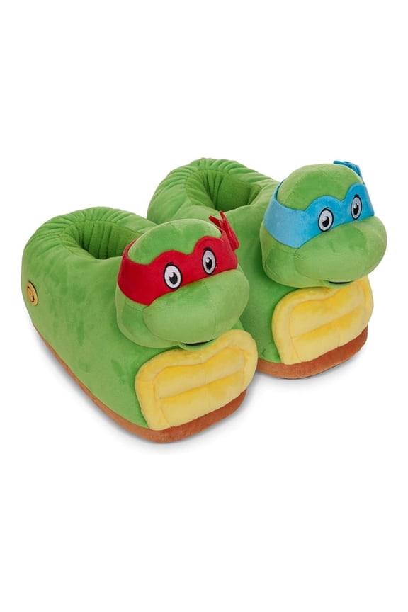 Men’s Slippers, 3D Plush TMNT Indoor Slippers Green - 9/10