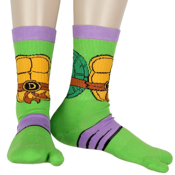 Teenage Mutant Ninja Turtles Men's Split Toe Adult Costume Mid-Calf Crew Socks Fits Sock Size 10-13