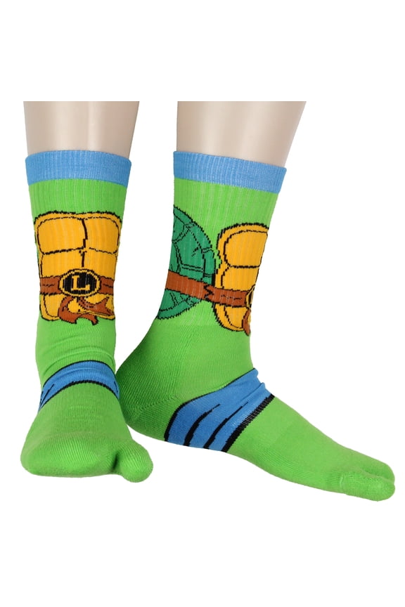 Teenage Mutant Ninja Turtles Men's Split Toe Adult Costume Mid-Calf Crew Socks Fits Sock Size 10-13