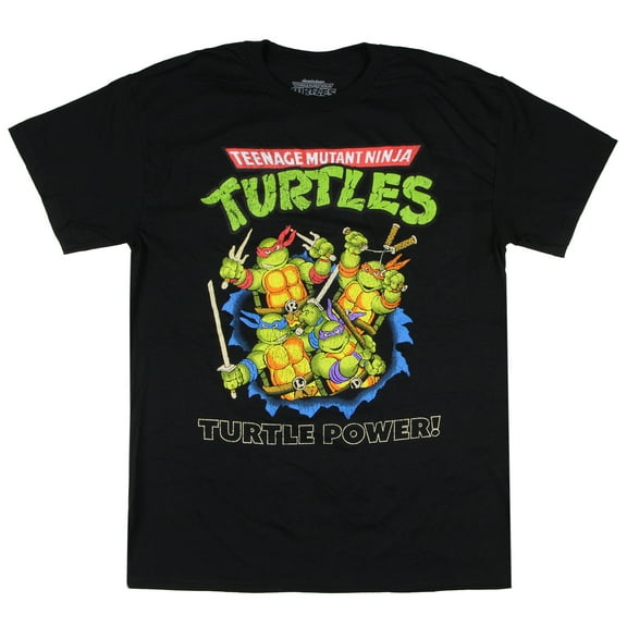 Teenage Mutant Ninja Turtles Men's Turtle Power Crackle Design T-Shirt
