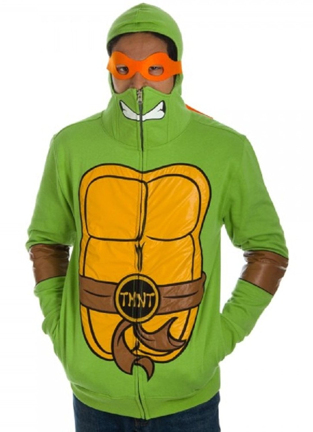 TMNT Michelangelo Face Tee Shirt Green Cotton Orange Mask 