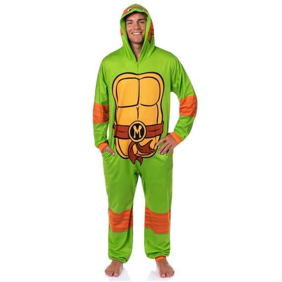Teenage Mutant Ninja Turtles Mens' Adult Hooded Union Suit TMNT Character 1PC Costume Sleep Pajama Lounge