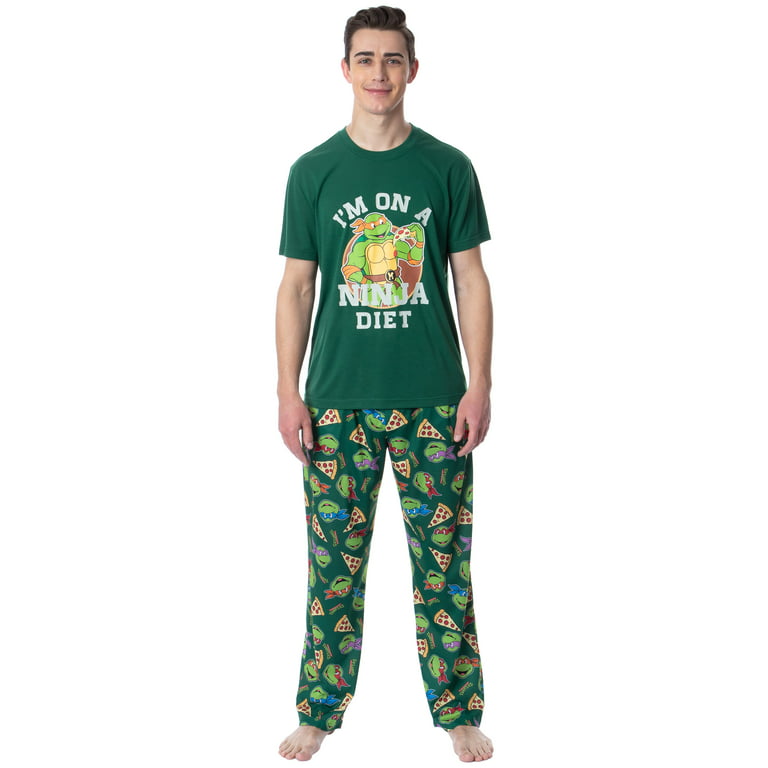 Intimo Teenage Mutant Ninja Turtles Mens' Ninja Diet Sleep Pajama Set (Medium) Green