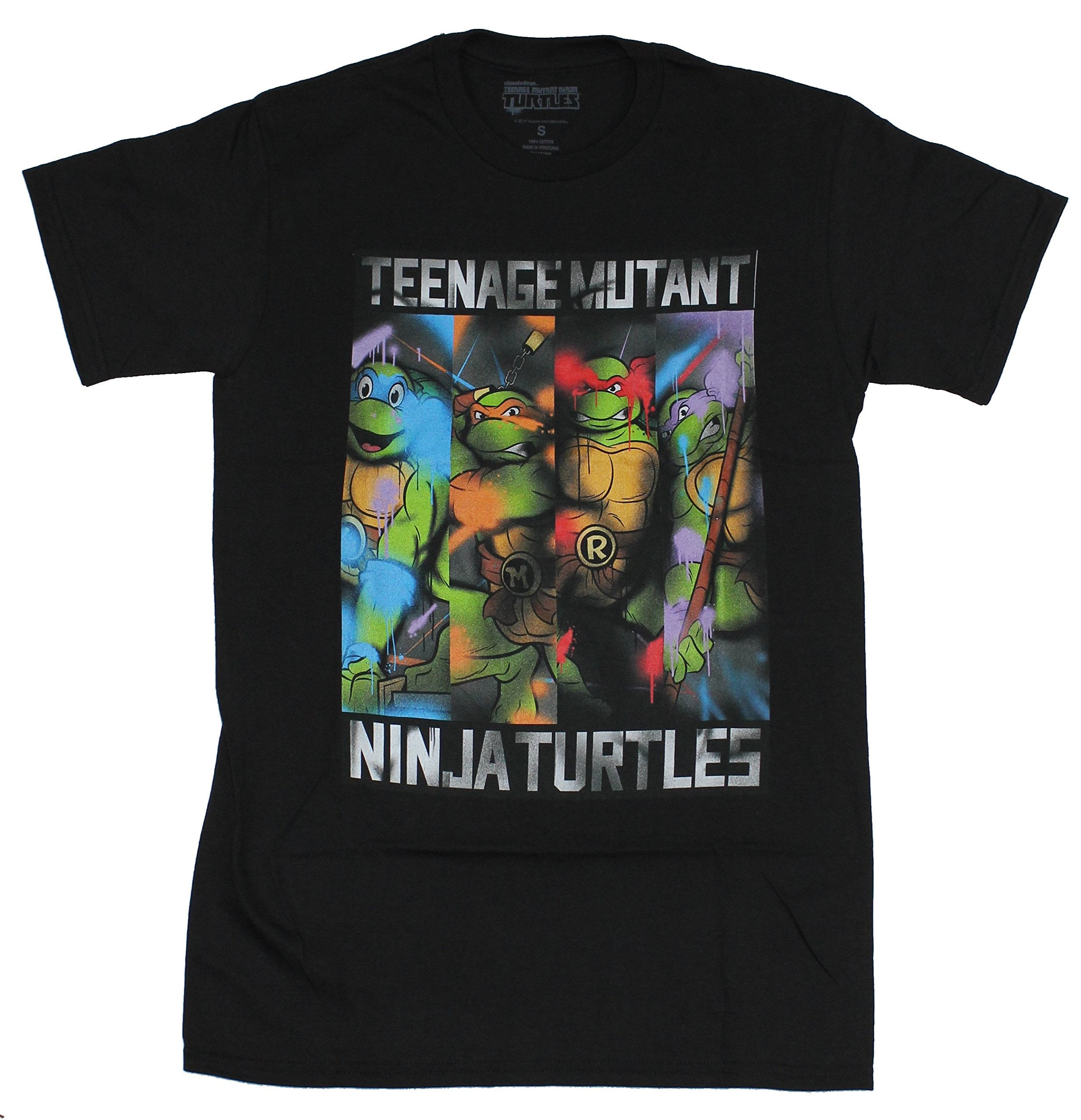 Teenage Mutant Ninja Turtles Mens T-Shirt - Sprayed Cartoon Heroes Bars  (Small) 