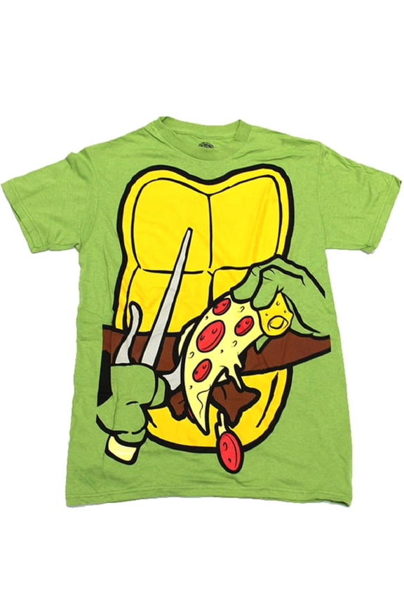 Teenage Mutant Ninja Turtles Mens T-Shirt - TMNT Costume Front with Pizza - size SMALL