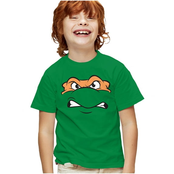 Teenage Mutant Ninja Turtles Michaelangelo Angry Kids T Shirt for Youth Boys and Girls, Kelly Green, Large