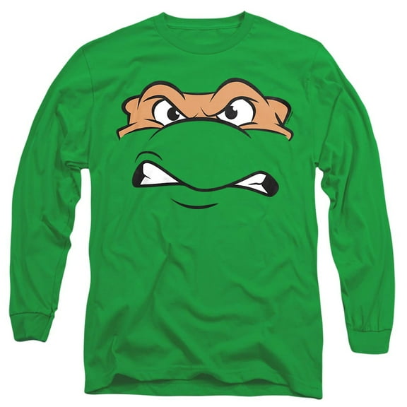 Teenage Mutant Ninja Turtles Michaelangelo Angry Unisex Adult Long-Sleeve T Shirt, Kelly Green, Medium