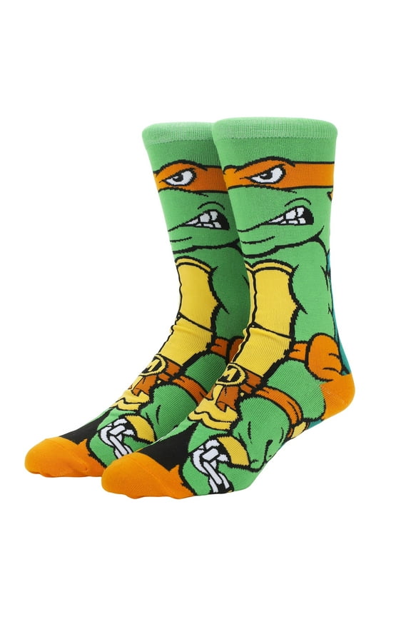 Teenage Mutant Ninja Turtles Michelangelo Animigos Men's Crew Socks