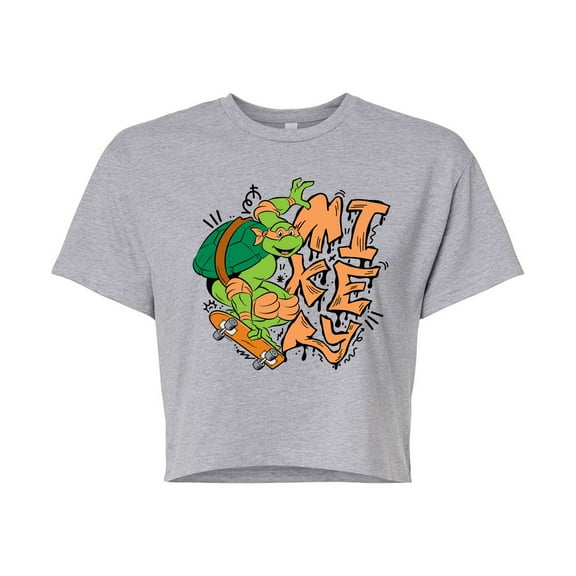 Teenage Mutant Ninja Turtles - Mikey - Juniors Cropped Cotton Blend T-Shirt
