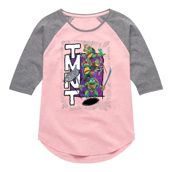 Teenage Mutant Ninja Turtles: Mutant Mayhem - Donatello, Raphael, Leonardo, & Michelangelo - Toddler And Youth Girls Raglan Graphic T-Shirt