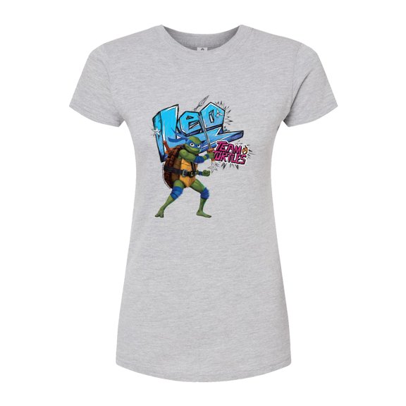 Teenage Mutant Ninja Turtles: Mutant Mayhem - Leonardo AKA Leo - Team Turtles - Juniors Fitted Graphic T-Shirt