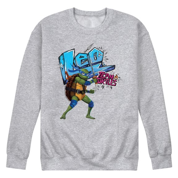 Teenage Mutant Ninja Turtles: Mutant Mayhem - Leonardo AKA Leo - Team Turtles - Men's Crew Neck Fleece Pullover