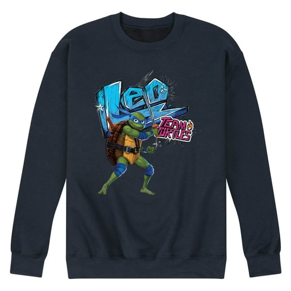 Teenage Mutant Ninja Turtles: Mutant Mayhem - Leonardo AKA Leo - Team Turtles - Men's Crew Neck Fleece Pullover