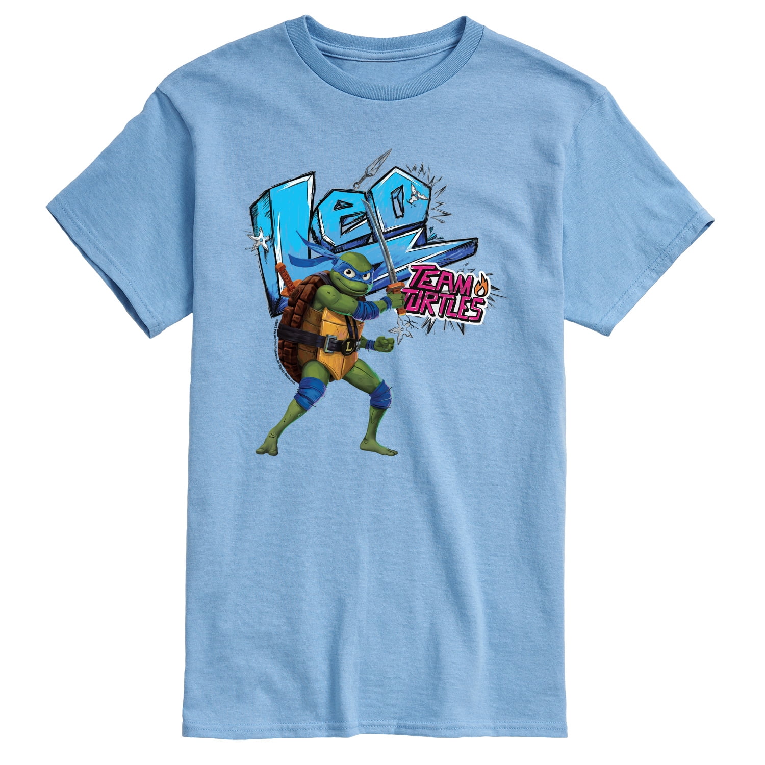 Men\'s Teenage Mutant Ninja Mayhem Short T-Shirt Graphic Leo - Turtles AKA Leonardo Sleeve - Turtles: Mutant Team -