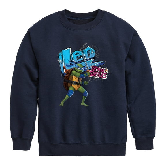 Teenage Mutant Ninja Turtles: Mutant Mayhem - Leonardo AKA Leo - Team Turtles - Toddler And Youth Crewneck Fleece Sweatshirt