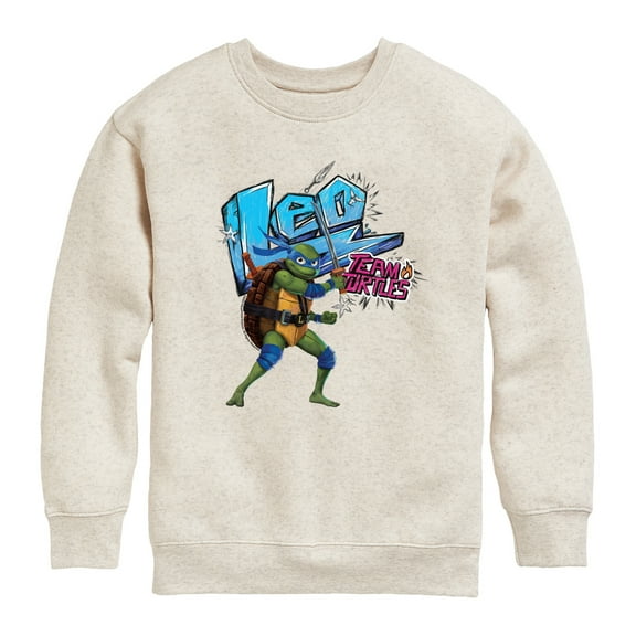Teenage Mutant Ninja Turtles: Mutant Mayhem - Leonardo AKA Leo - Team Turtles - Toddler And Youth Crewneck Fleece Sweatshirt