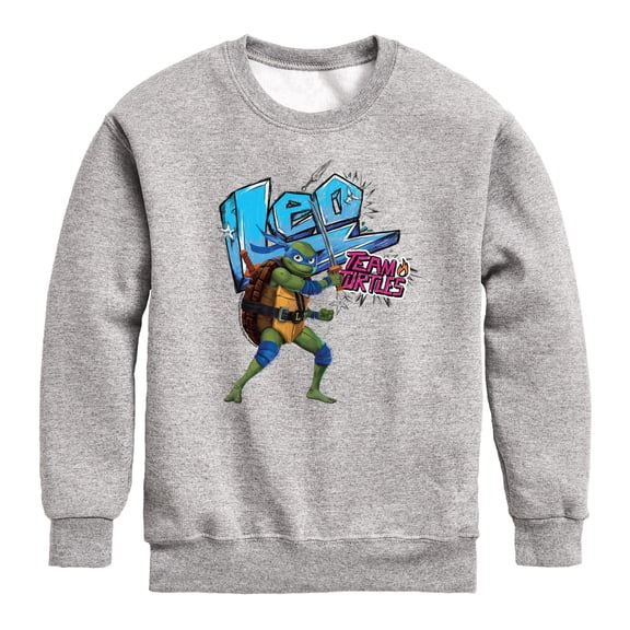 Teenage Mutant Ninja Turtles: Mutant Mayhem - Leonardo AKA Leo - Team Turtles - Toddler And Youth Crewneck Fleece Sweatshirt