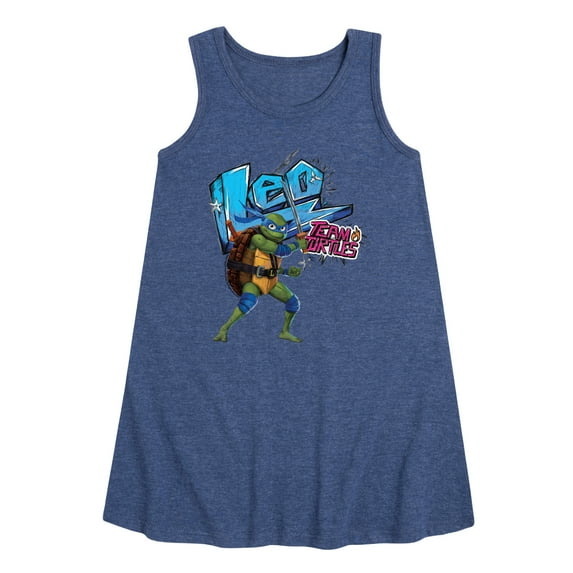 Teenage Mutant Ninja Turtles: Mutant Mayhem - Leonardo AKA Leo - Team Turtles - Toddler And Youth Girls A-Line Dress