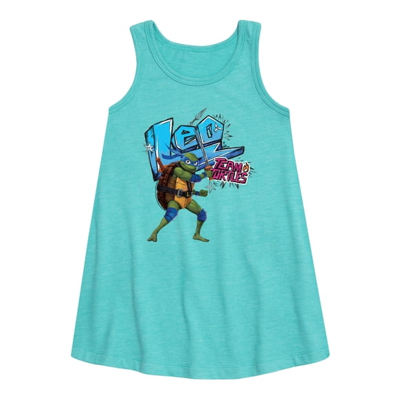 Teenage Mutant Ninja Turtles: Mutant Mayhem - Leonardo AKA Leo - Team Turtles - Toddler And Youth Girls A-Line Dress
