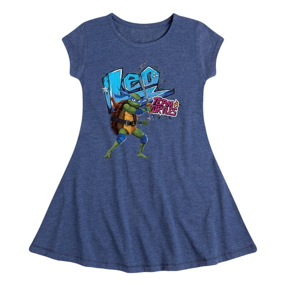 Teenage Mutant Ninja Turtles: Mutant Mayhem - Leonardo AKA Leo - Team Turtles - Toddler And Youth Girls Fit And Flare Dress
