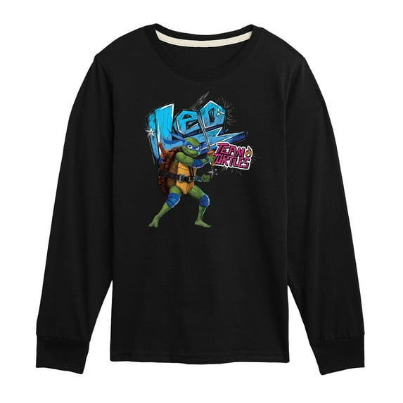 Teenage Mutant Ninja Turtles: Mutant Mayhem - Leonardo AKA Leo - Team Turtles - Toddler And Youth Long Sleeve Graphic T-Shirt