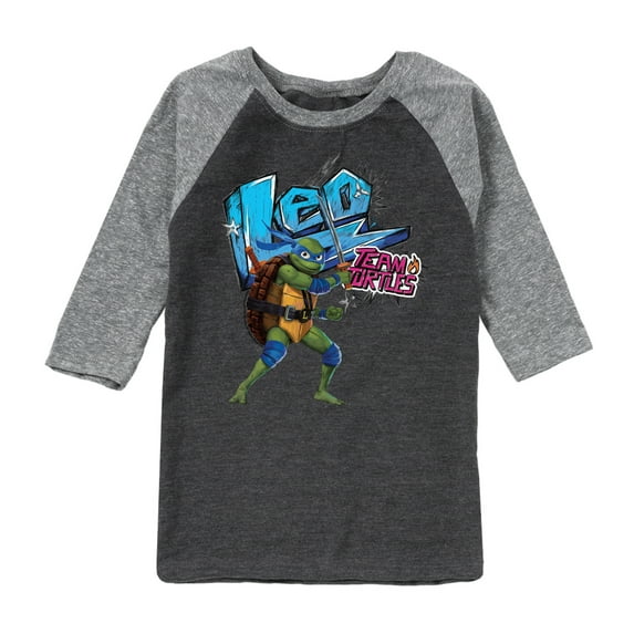 Teenage Mutant Ninja Turtles: Mutant Mayhem - Leonardo AKA Leo - Team Turtles - Toddler And Youth Raglan Graphic T-Shirt