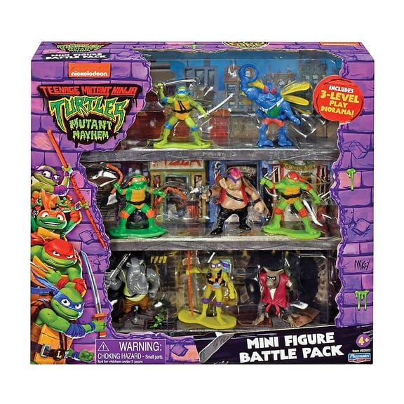 Teenage Mutant Ninja Turtles Mutant Mayhem Leonardo, Donatello, Michaelangelo, Raphael, Splinter, Super Fly, Bebop & Rocksteady Mini Figure Battle Pack