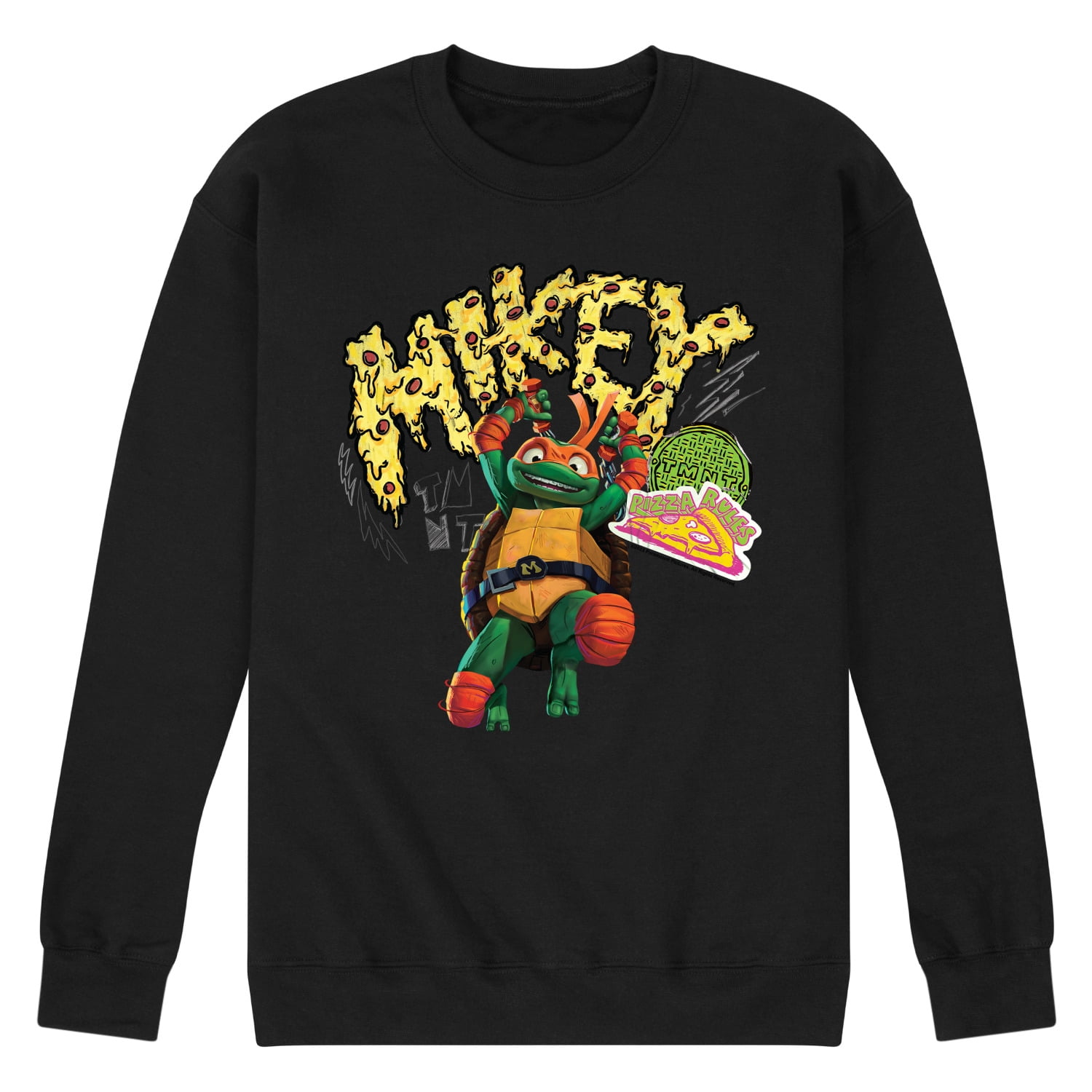 Teenage Mutant Ninja Turtles: Mutant Mayhem - Michelangelo AKA Mikey - Pizza Rules - Toddler and Youth Crewneck Fleece Sweatshirt, Toddler Boy's, Size