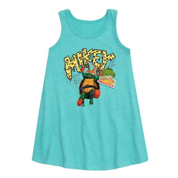 Teenage Mutant Ninja Turtles: Mutant Mayhem - Michelangelo AKA Mikey - Pizza Rules - Toddler And Youth Girls A-Line Dress