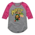thumbnail image 1 of Teenage Mutant Ninja Turtles: Mutant Mayhem - Michelangelo AKA Mikey - Pizza Rules - Toddler And Youth Girls Raglan Graphic T-Shirt, 1 of 4