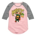 thumbnail image 1 of Teenage Mutant Ninja Turtles: Mutant Mayhem - Michelangelo AKA Mikey - Pizza Rules - Toddler And Youth Girls Raglan Graphic T-Shirt, 1 of 4