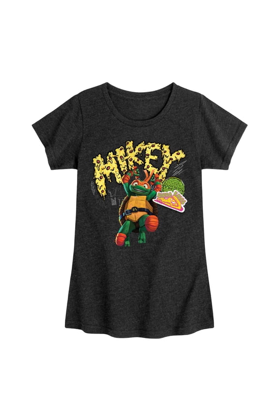 : Mutant Mayhem - Michelangelo AKA Mikey - Pizza Rules - Toddler And Youth Girls Short Sleeve Graphic T-Shirt