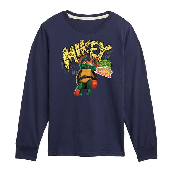 Teenage Mutant Ninja Turtles: Mutant Mayhem - Michelangelo AKA Mikey - Pizza Rules - Toddler And Youth Long Sleeve Graphic T-Shirt
