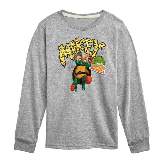 Teenage Mutant Ninja Turtles: Mutant Mayhem - Michelangelo AKA Mikey - Pizza Rules - Toddler And Youth Long Sleeve Graphic T-Shirt