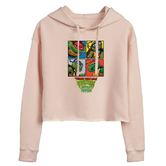 Teenage Mutant Ninja Turtles Mutant Mayhem  - Mutant Mahem Grid  - Juniors Cropped Pullover Hoodie