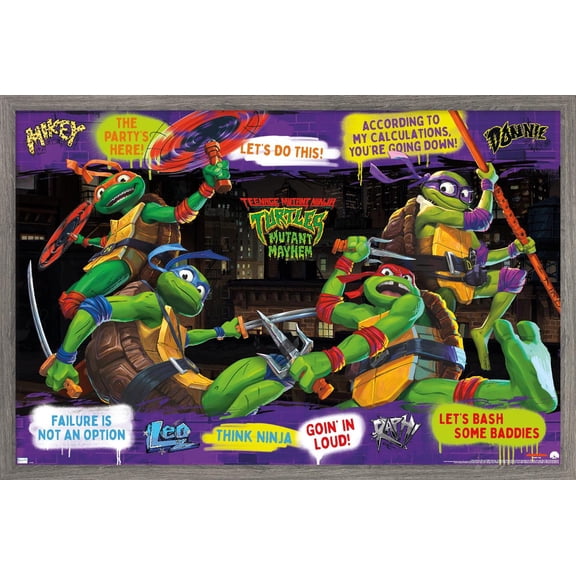Teenage Mutant Ninja Turtles: Mutant Mayhem - Phrases Wall Poster, 14.725" x 22.375" Framed