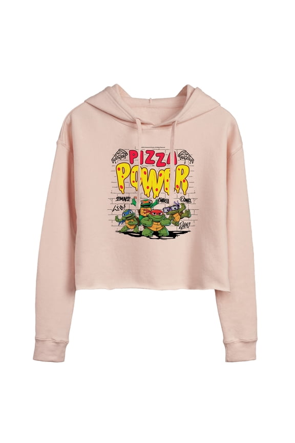 - Pizza Power - Juniors Cropped Pullover Hoodie