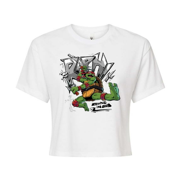 Teenage Mutant Ninja Turtles: Mutant Mayhem - Raphael Going In Loud - Juniors Cropped Cotton Blend T-Shirt