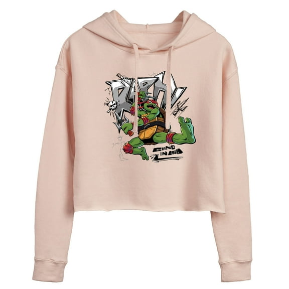Teenage Mutant Ninja Turtles: Mutant Mayhem - Raphael Going In Loud - Juniors Cropped Pullover Hoodie
