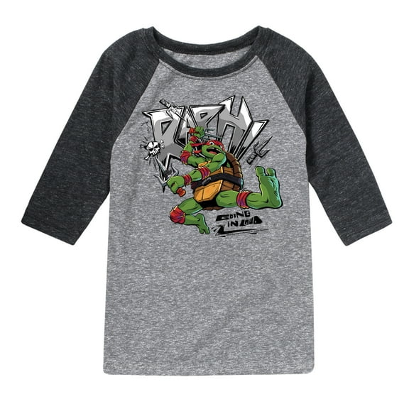 Teenage Mutant Ninja Turtles: Mutant Mayhem - Raphael Going In Loud - Toddler And Youth Raglan Graphic T-Shirt