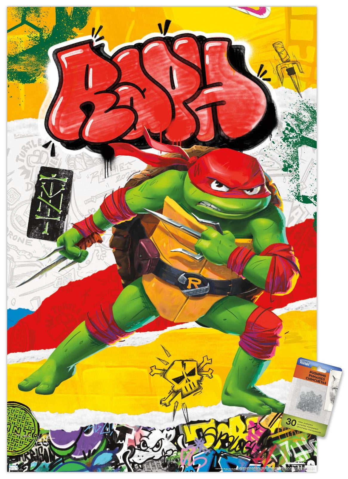 Teenage Mutant Ninja Turtles: Mutant Mayhem - Raphael Wall Poster with Pushpins, 22.375" x 34"