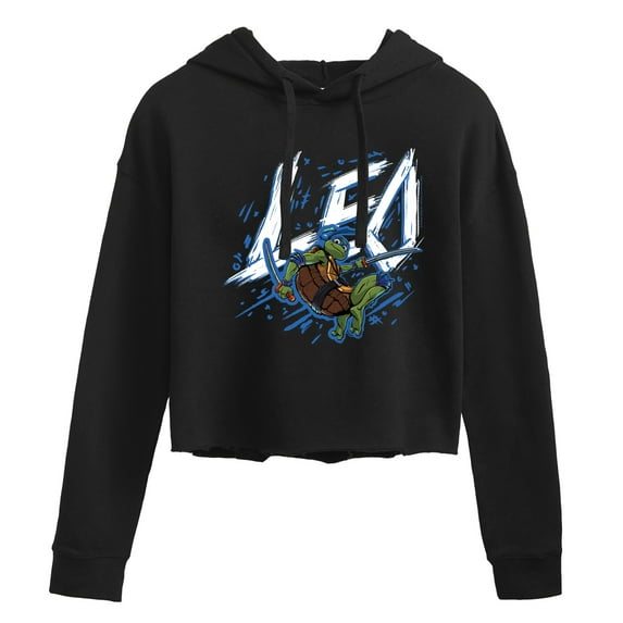 Teenage Mutant Ninja Turtles Mutant Mayhem - Sketch Leo - Juniors Cropped Pullover Hoodie
